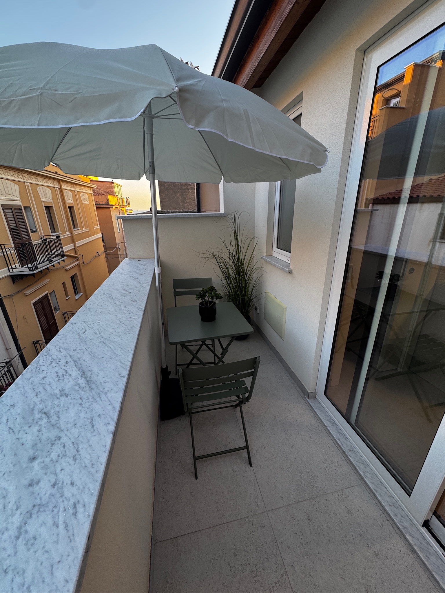 Rooftop terrace at golden hour
